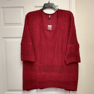 NWT Massini Women's Red Shimmery 3/4 Length Sleeve Sweater SIZE 3X